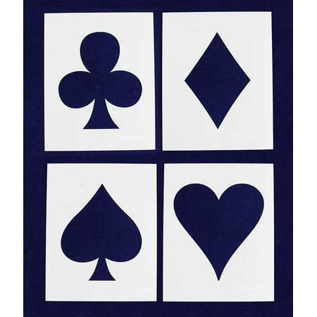 Playing Card Suits - 4 Piece Stencil Set - 8 X 10 Inches