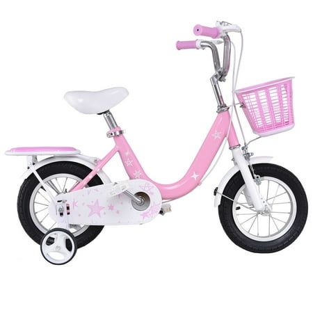 Costway 12'' Kids Bike Bicycle Children Boys & Girls with Training Wheels and Basket