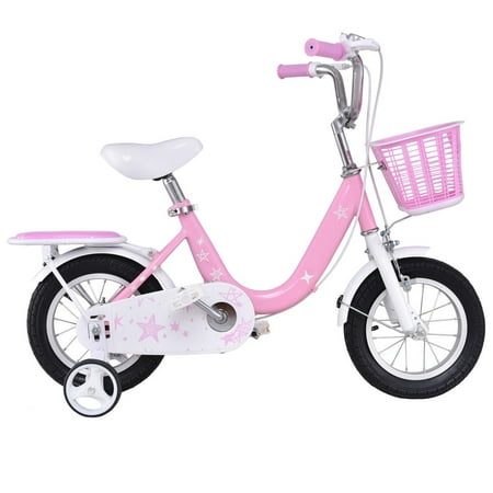 Costway 12'' Kids Bike Bicycle Children Boys & Girls with Training Wheels and Basket (Best Size Bike For 8 Year Old Boy)