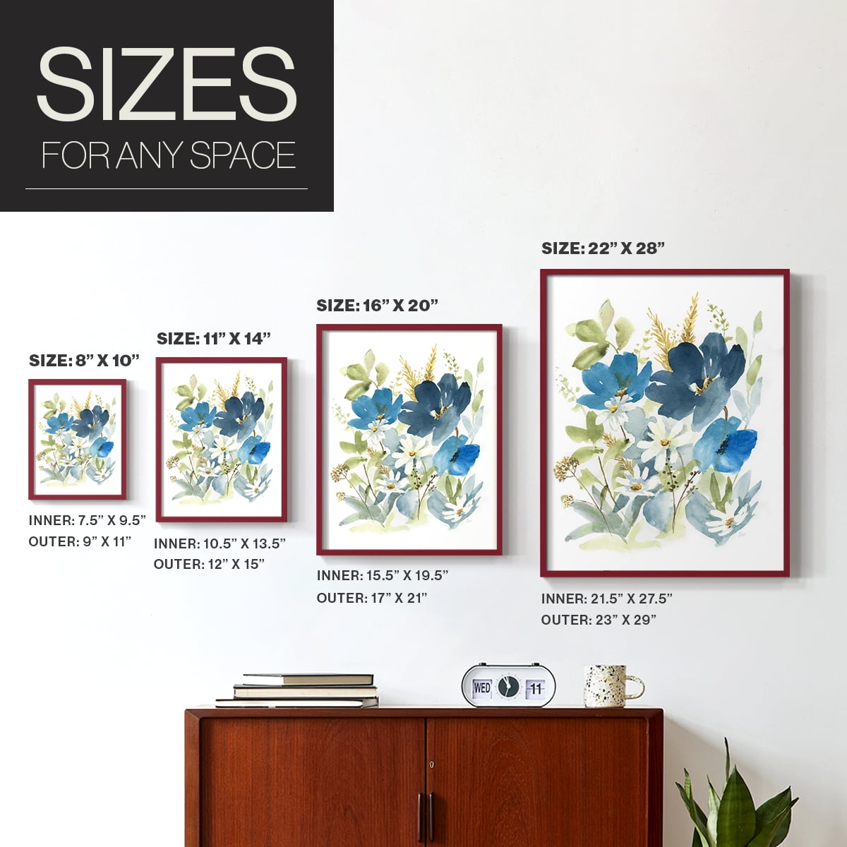 Wild Medley II Framed Print in Red Solid Wood 11 x 14 Framed Print