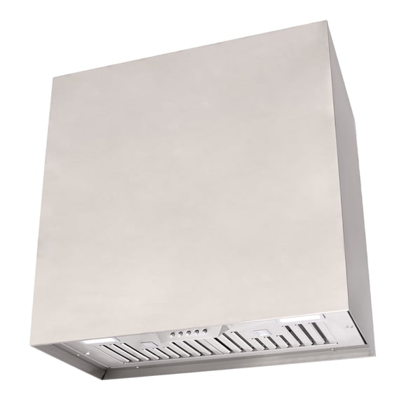 Akicon Stainless Steel Range Hood, Modern Box Ducted Kitchen Hood with Powerful Vent Motor, Wall Mount, 30"W*30"H*14"D, Brushed Stainless