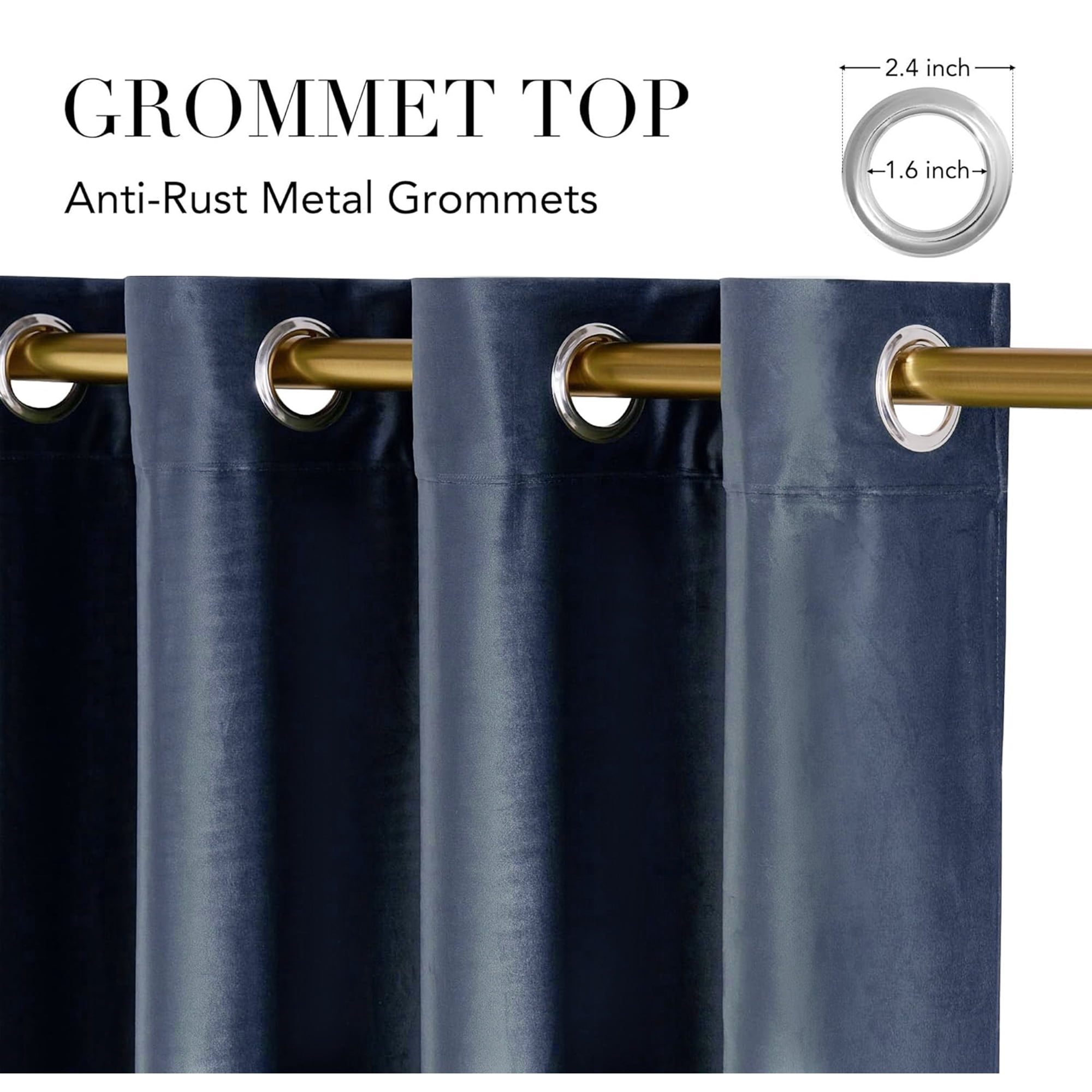 SUSIELADY Blackout Velvet Curtains, Thermal Insulated, Noise-Reducing, Soundproof, Light-Blocking, Room Darkening Drapes, 2 Panels, Grommet for Living Room & Bedroom, 52 x 90 in, Stone Blue