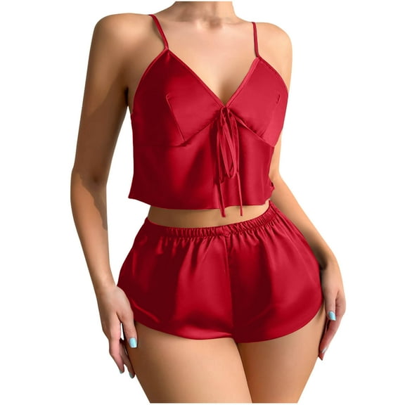 XuJwPNcy Womens Pajama Sets Soft Sleeveless Sleepwear 2 Piece Cami with Shorts Set V Neck Pjs Nightwear