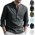 thumbnail image 4 of Sunloudy - Camisa informal de otoño para hombre, color sólido, manga larga, cuello levantado, botones, tops con bolsillo Sunloudy  S M L XL XXL, 4 of 4