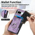 thumbnail image 6 of Retro Durable Leather Phone Case for Google Pixel 8 7 6 A Pro Adjustable Finger Ring Holder Card Slots Lens Protector Back Cover(Purple,Pixel 7), 6 of 8