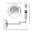 thumbnail image 6 of OVENTE 8.5" Lighted Wall Mount Makeup Mirror, 1X & 7X Magnifier, Adjustable Double Sided Round LED, Extend, Retractable & Folding Arm, Compact & Cordless, Battery Powered Nickel Brushed MFW85BR1X7X, 6 of 10