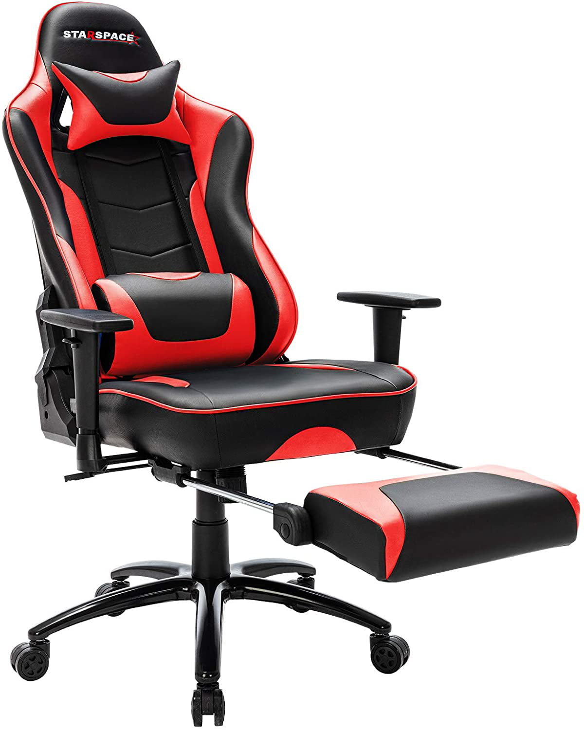 Massage Gaming Chair Reclining Racing Chair w/Lumbar Support and Headrest Red 