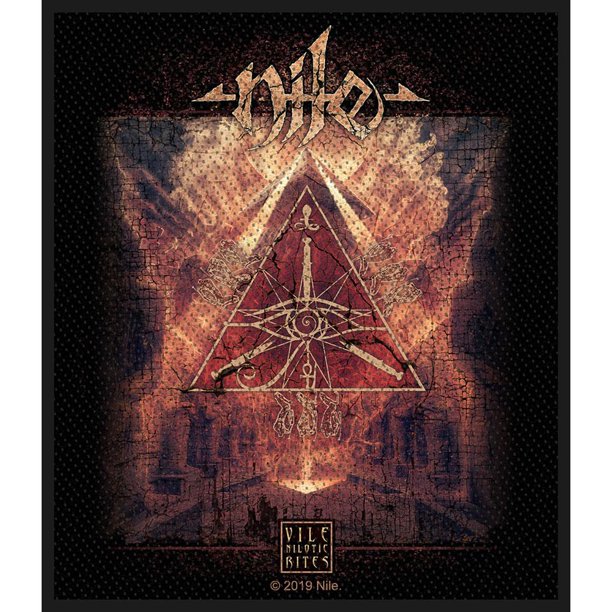 Nile - Parche Diseño Estándar Vile Nilotic Rites de Tela (Negro, Naranja)