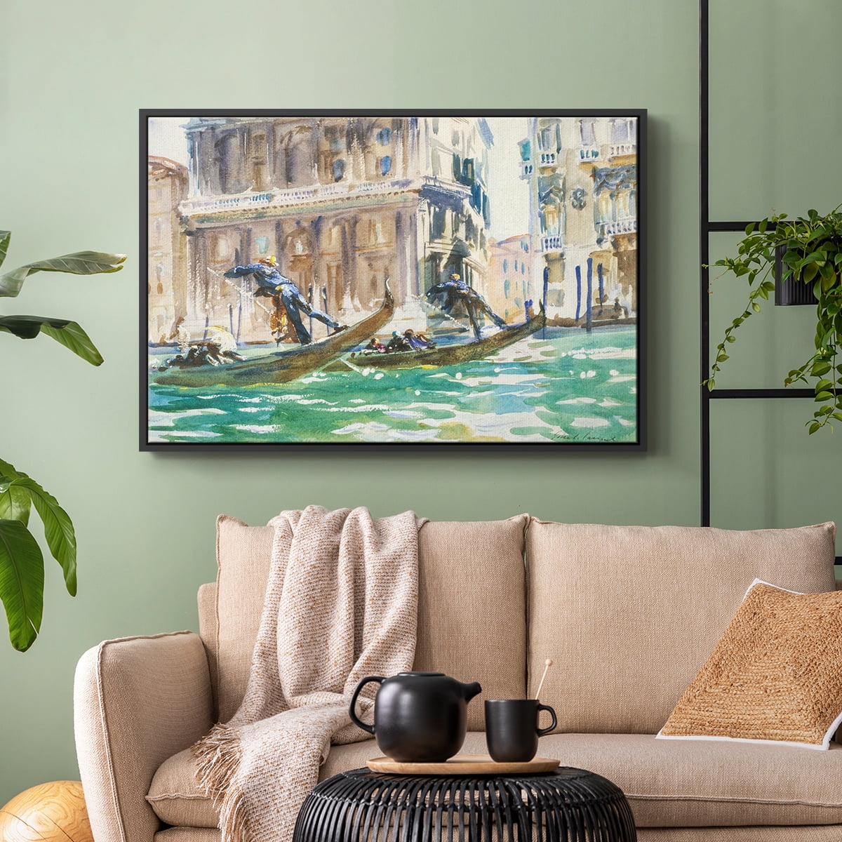 Vintage Landscape-CXLIV By Wexford Home Framed in Black Wood Gallery Wrapped Canvas 27 in. x 41 in.