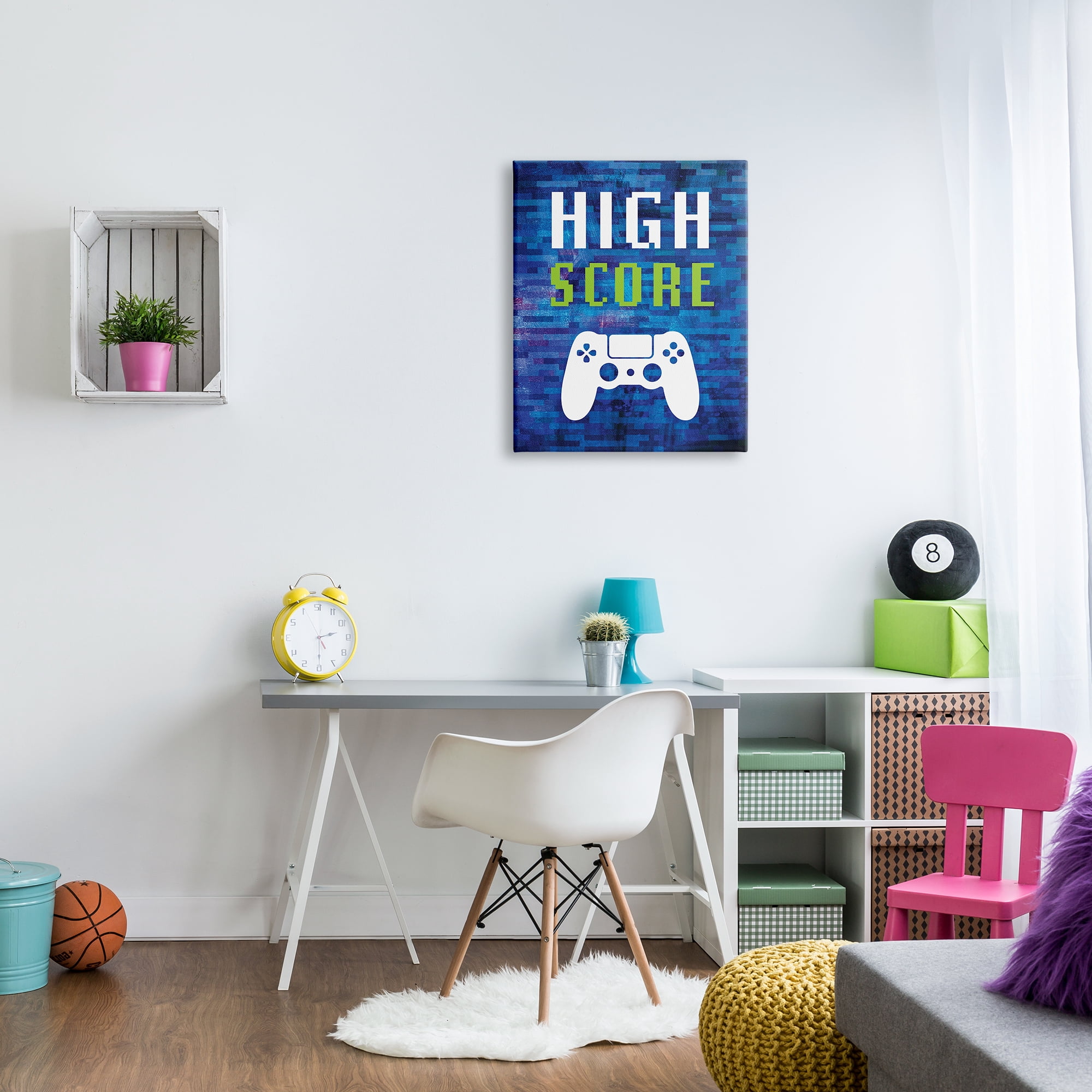 Stupell Industries High Score Pixel Style Gaming Controller Typography Graphic Art Gallery Wrapped Canvas Print Wall Art, Design by Victoria Barnes
