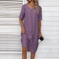 thumbnail image 6 of Women's Summer Dress with Pockets, V-Neck and Short Sleeves for Casual Comfortable Outfits, 6 of 8