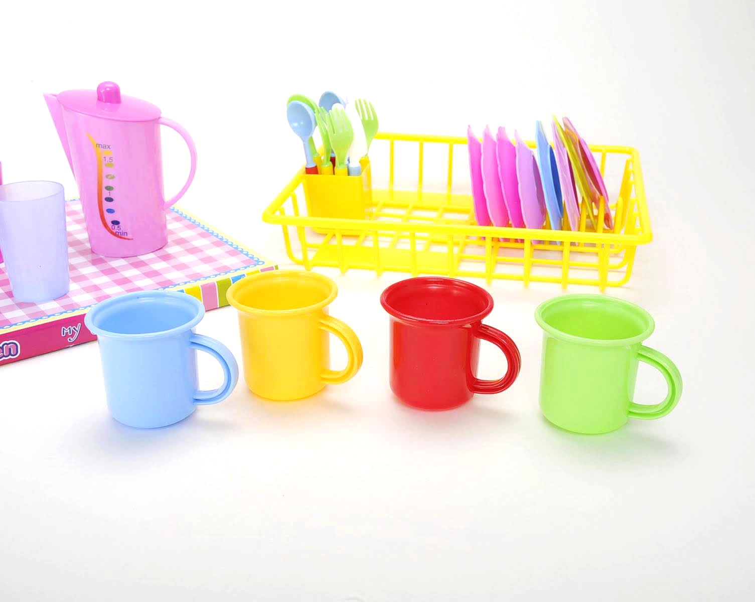 PlayWorld Kitchen Connection Play Dishes Kitchen Wash and Dry Tea Playset 27 Pieces