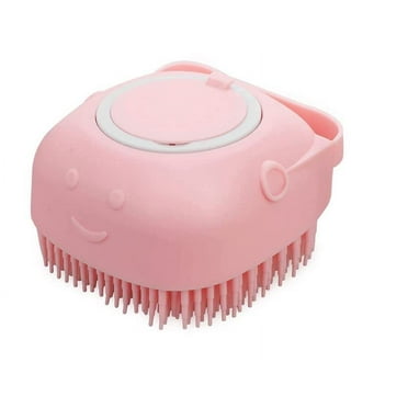 Pet Dog Bath Brush Soft Silicone Dog Shampoo Brush, Brush Hair Fur Grooming Cleaning Brush Soft Shampoo Dispenser, Bath Massage Brush (Pink)