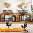 thumbnail image 2 of Satifur 55" Rustic Brown Computer Office Desk with Drawers & Charging Station, Gaming Desk with Movable Monitor Stands, Storage Shelves & File Cabinet, 2 of 8