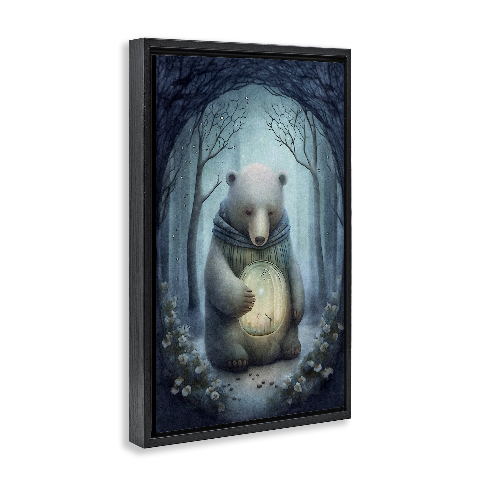 Stupell Industries Mystic Brown Bear Landscape Painting Black Floater Framed Art Print Wall Art, 17 x 25