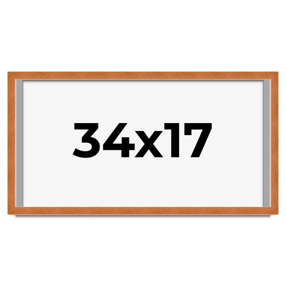 34x17 Shadow Box Frame Brown | 0.875 Inches Deep Real Wood Contemporary Shadowbox Display Frame |