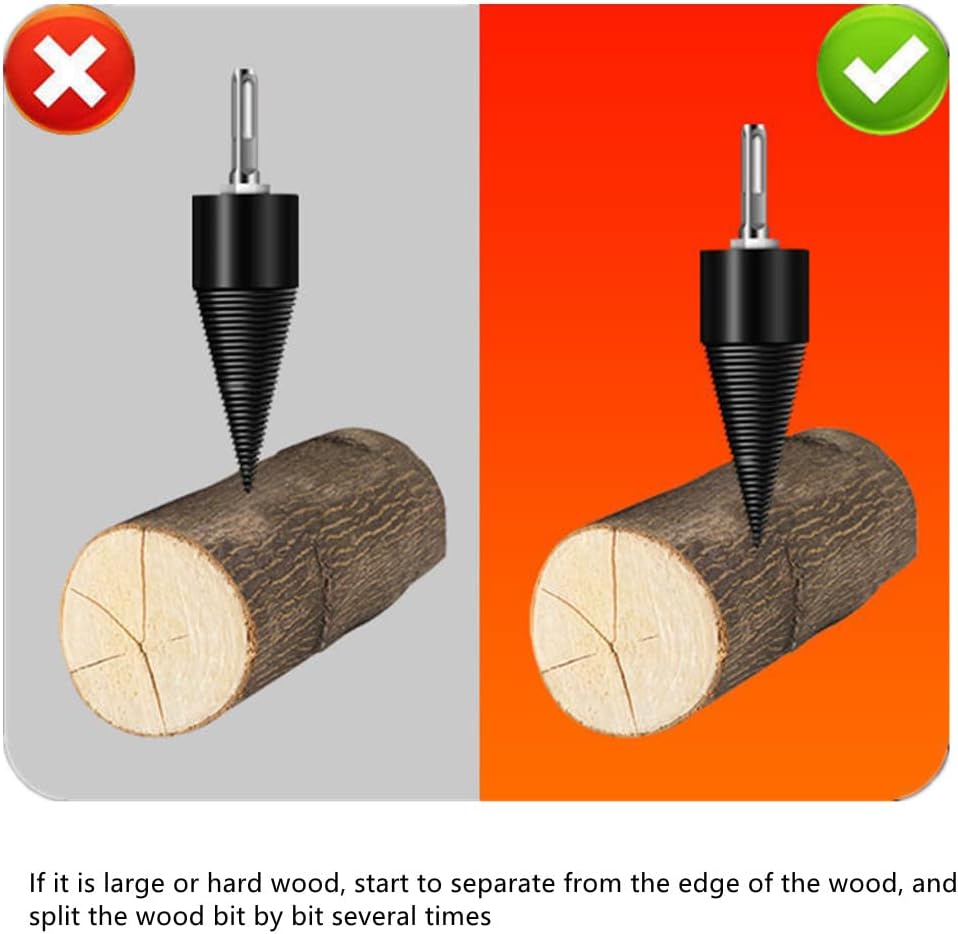 32 mm Heavy Wood Drill Bit Firewood Splitter U Anti-Skid Thread U Screw Splitting Cone Screw Cone Driver Fire Wood Log Splitter + Hex Shank Handle
