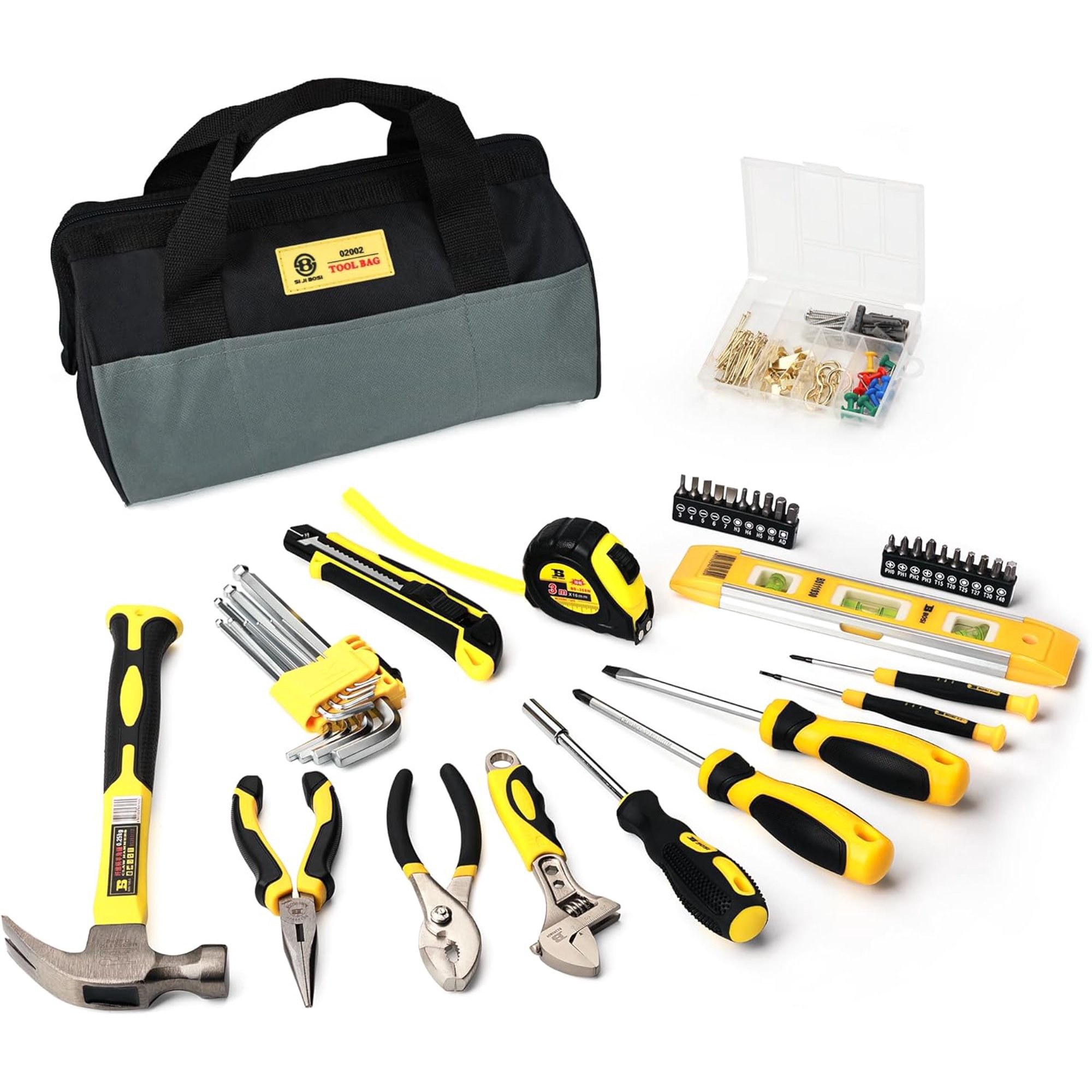 142PCS Tool Set Home Repairing Tool Kit Storage Tool Bag with Tools | Portable Home Tool Kit Including Hammer/Screwdriver/Household Tools Compact&Multifunctional