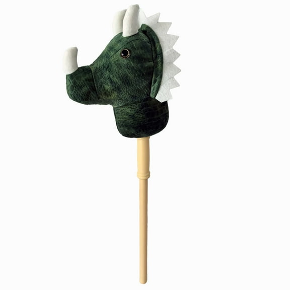Ponyland: Music Stick Animal - Green Dinosaur - Music Button, Sturdy Two-Piece Stick W/ Colorful Soft Plush Animal Head, Pretend Play, Kids Ages 3 