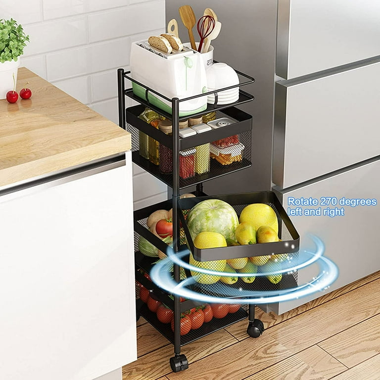 Kitchen Tool Rotating Storage Shelves Rack Metal Multi Layer