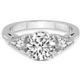 thumbnail image 4 of 1 Carat IGI Certified Round Shape Lab Grown Diamond Engagement Ring | 14K White Gold | Leona Three stone Side Pear Shape Lab Diamond Ring | FG-VS1-VS2 Quality Friendly Diamonds, 4 of 6