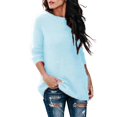 thumbnail image 3 of Suéter elegante de otoño para mujer, suéter cálido de color sólido, cuello redondo, manga larga, suéter de punto, blusa de talla grande, ropa hipster para mujer, 3 of 5