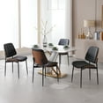 thumbnail image 6 of Mid Century Modern Dining Chairs Set of 2 | Retro Faux Leather Chair with Walnut Bentwood Seat, 6 of 12