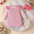 thumbnail image 6 of XIYON Girls Clothing Set Infant Girl Corduroy Pinafore Dress Long Sleeve Bodysuit Bandana Three Piece Outfit For Baby Toddler 9-12 Months, 6 of 9