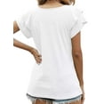 thumbnail image 7 of ZXSXSY Women's V Neck Double-Layer Ruffle Sleeve Solid Color Top, 7 of 7