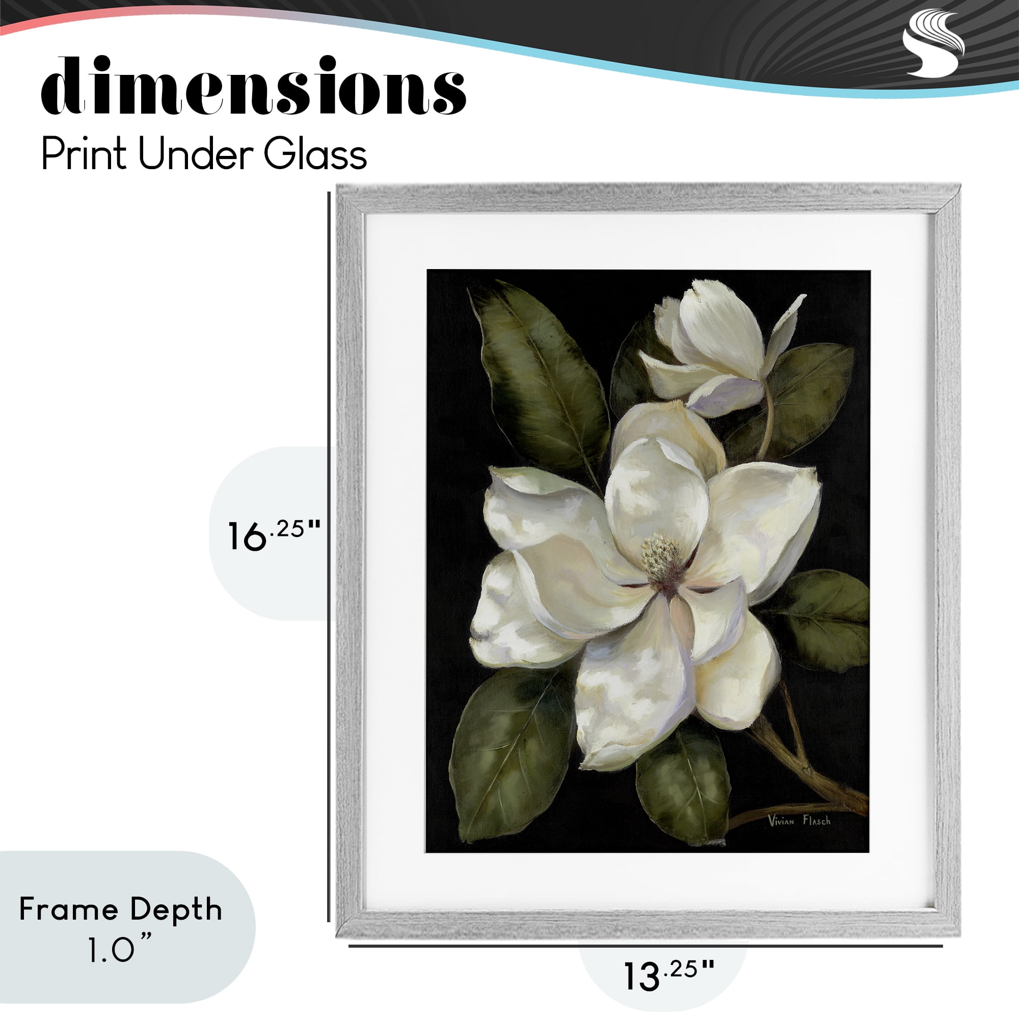 Stupell Industries Blooming Magnolia Buds Gray Framed Print Under Glass, design by Nan