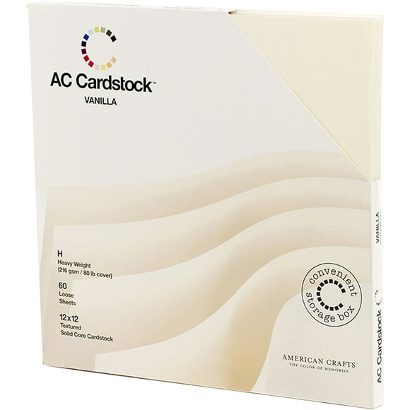 American Crafts Textured Cardstock Pack 12"X12" 60/Pkg-Solid Vanilla