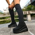 thumbnail image 6 of Miluxas Women's Over the Knee Platform Thigh High Boots Long Stretch Soft Chunky Lug Sole Fall Boots Black 8.5(41), 6 of 9