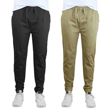 Mens Slim-Fit Cotton Twill Jogger Pants (2-Pack)