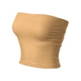 thumbnail image 3 of MixMatchy Women's Solid Casual Summer Side Shirring Scrunched Double Layered Tube Top, 3 of 6