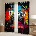 thumbnail image 2 of Manfei Boys Gaming Gamer Curtains Pack of 2 (42x84 Each), Video Game Console Gamepad Curtains Blackout, Black Red Orange Bedroom Curtains, Luxury Bedroom Decor, 2 of 6