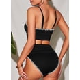thumbnail image 3 of Conjunto de bikini Herseas para mujer, tejido acanalado, control de barriga, negro, 3 of 6