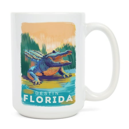 

15 fl oz Ceramic Mug Destin Florida Vivid Alligator Dishwasher & Microwave Safe