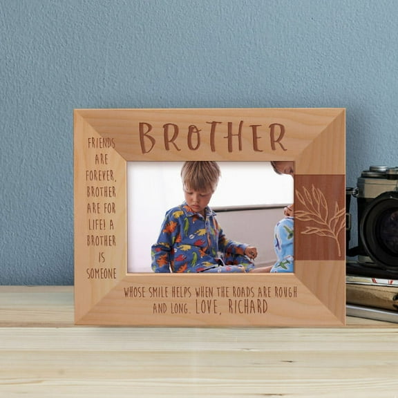 Friends Are Forever Brother Are For Live Personalized Wooden Frame-5" x 3 1/2" Brown Horizontal