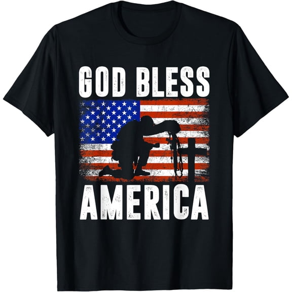 God Bless America 4th of July USA Flag Patriotic Christian T-Shirt