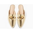 thumbnail image 3 of Women  Mules Flats Pointed Toe Backless Loafers Slip on Metal Chain Slides, 3 of 4