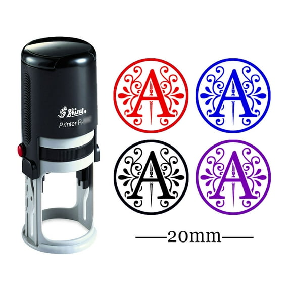 Custom A-Z Alphabet Stamp In Black Ink Monogram Round Rubber Stamp Self Inking Initial Stamp SHINY Mini Stamper 20 mm