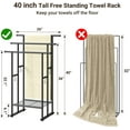 thumbnail image 2 of 3 Tier Standing Towel Rack, 40'' Tall Towel Drying Rack Outdoor, Freestanding Floor Towel Rack with Shelf, Pool Towel Blanket Stand, Metal Towel Racks for Bathroom freestanding, Matte Black, 2 of 7
