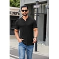 thumbnail image 2 of COOFANDY Men's Ribbed Polo Shirts Short Sleeve V Neck Slim Fit Polo T-Shirt Casual Summer Collared Golf Shirt, 2 of 6