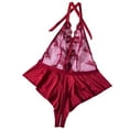 thumbnail image 2 of uublik Lingerie for Women Valentine's Day Lace Bodysuit V Neck Nightgown Sleepwear Wine M, 2 of 5