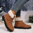 thumbnail image 5 of Rokment Winter Snow Boots for Women Fashion Thermal Comfortable Fuzzy Plush Lined Platform Low Heel Ankle Booties Brown Size 8.5, 5 of 7