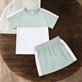 thumbnail image 4 of LJEFF Girls Color Block T-Shirt & Skort Set, Soft Elastic Waist Comfortable Short Sleeve Casual 2PC Outfit Green Size 24 Months, 4 of 9