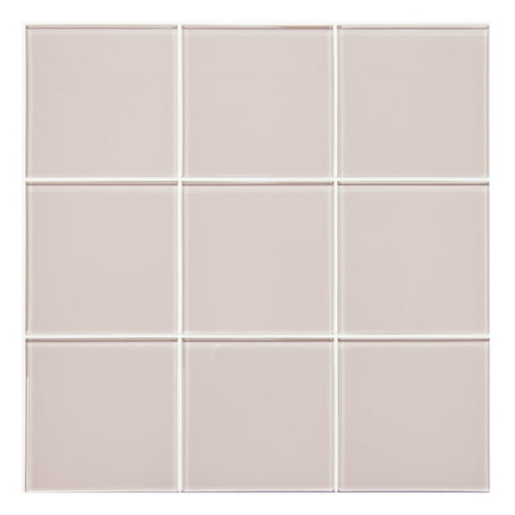 Peel and Stick Glass Tile, 12'' x 12'' Square Mosaic Glass Backsplash Stick On Wall Tiles for Kitchen Bathroom (5 Sheets, Pink)