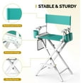 thumbnail image 4 of OmySalon Director's Chair 31" Height Folding Portable w/Storage Pouch & Footrest, Makeup Artist Chair for Salon, Events, Mobile, 250lb Capacity, White Wood Frame & Turquoise Canvas Seat, 4 of 7
