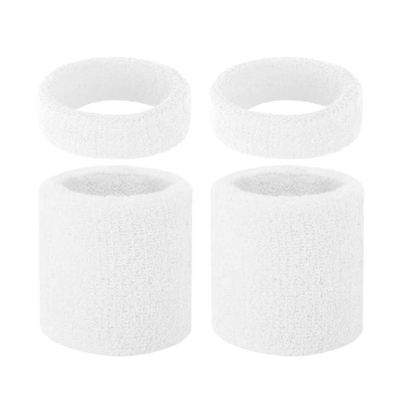 TOPTIE 4 Pcs Bicep Bands Wristbands Absorbent Sweatbands, White Elastic Armband for Football Basketball Baseball Battle