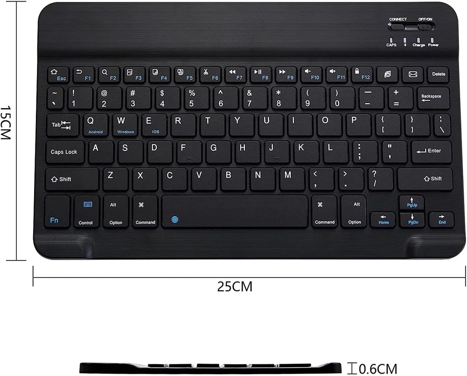 CRESTIN- Ultra-Slim Bluetooth Keyboard, 10" Wireless, Rechargeable, For Ios/Android